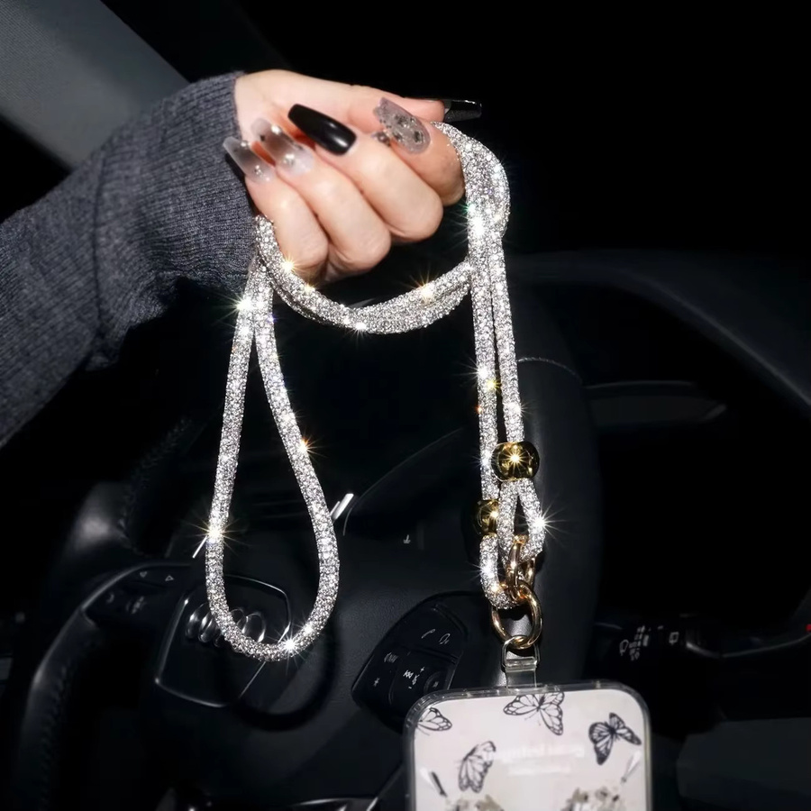 ZHIO Handy Lanyard mit Diamant-Design als elegante Umhängetasche für Damen in Silber und Multicolour - Bild 3
