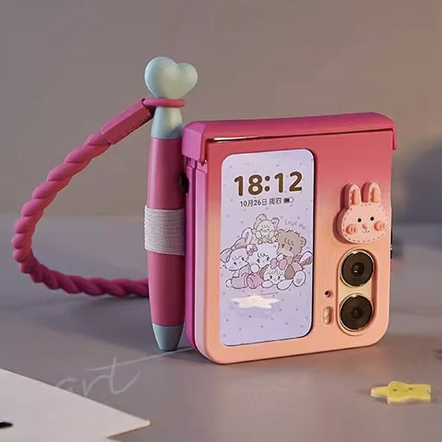 Stoßfeste Schutzhülle mit Stylus für Samsung Z Flip7 ZFlip6 ZFlip5 in Pink - Bild 1