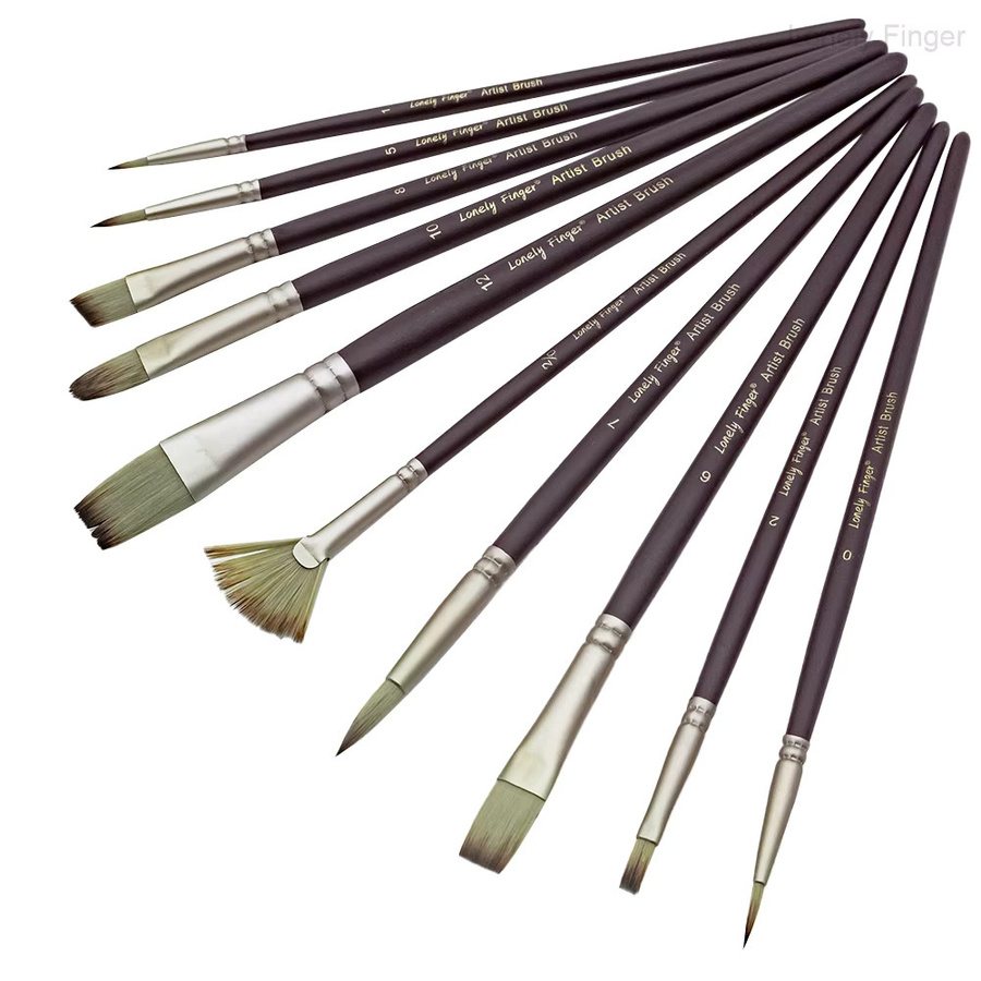 Lonely Finger 10-teiliges professionelles Pinselset aus synthetischem Nylon in Braun - Bild 5