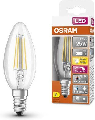 Osram Superstar+ Classic B Fil 25 LED-Lampe, E14, 2,2W, 300lm, Warmweiß, Transparent - Bild 1