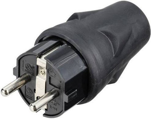 Sygonix SY-5806884 Schutzkontaktstecker aus Gummi in Schwarz mit IP44 Schutzart 250 V/AC - Bild 1