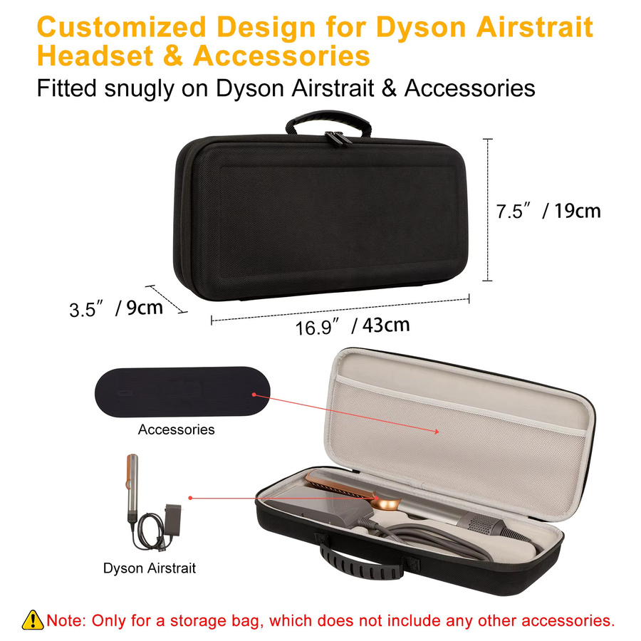 GUANGHE EVA-Hülle für Dyson Airstrait HT01, tragbare Reise-Aufbewahrungstasche in Schwarz - Bild 2