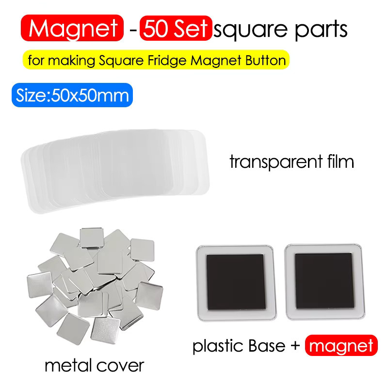 100 Set quadratische Abzeichen und Kühlschrankmagnete zum DIY Basteln aus Metall, 50 x 50 mm - Bild 3
