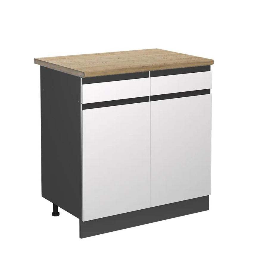 Vicco Küchenunterschrank R-Line Schubladenschrank in Weiß/Anthrazit mit Eiche-Optik, Breite: 80 cm - Bild 2