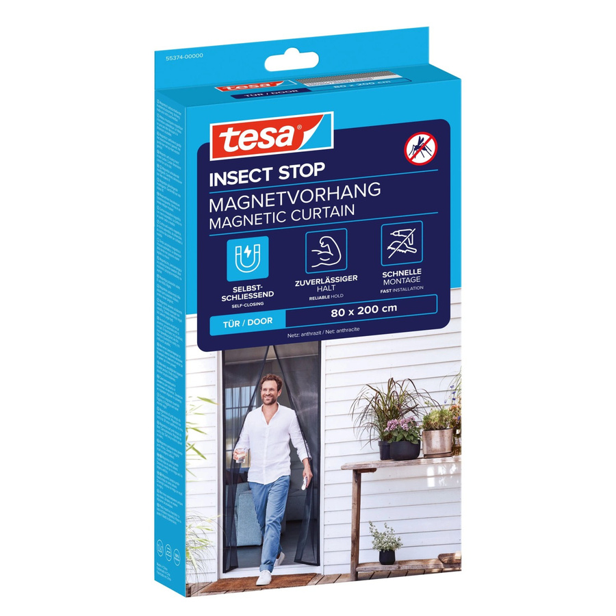 tesa Insect Stop Magnetvorhang Fliegengitter Anthrazit B: 0,80 m x H: 2,00 m - Bild 3