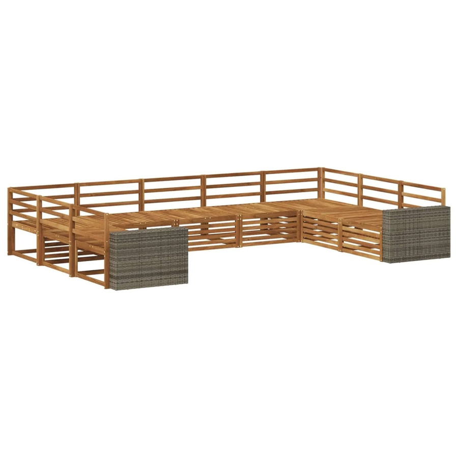 vidaXL Outdoor-Sofagarnitur aus Massivholz Akazie in Natur Braun, 9-teiliges Set mit modernem Design - Bild 2