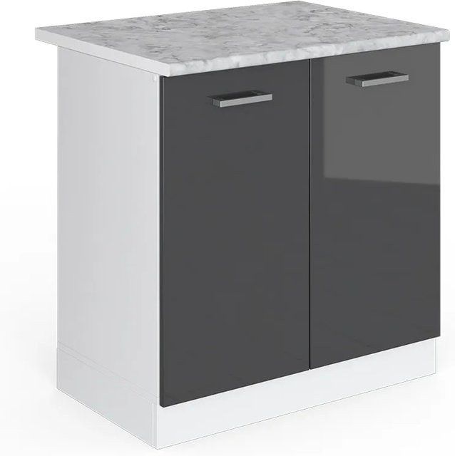 Vicco Spülenunterschrank R-Line in Anthrazit Hochglanz und Weiß, Breite: 80 cm, Tiefe: 60 cm, Höhe: 82 cm - Bild 1
