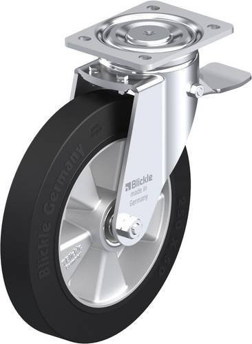 Blickle Lenkrolle LH-ALEV 250K-ST mit Feststeller, Rad-Durchmesser: 25 cm, Tragfähigkeit: 650 kg, Farbe: Silber/Schwarz - Bild 1