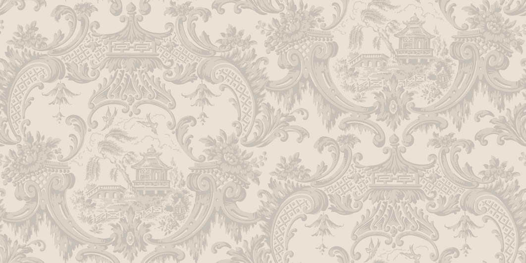 Cole & Son Tapete Chippendale China Linen in Rot, Gelb und Beige mit floralem Orient-Muster aus Textil und Vlies - Bild 1