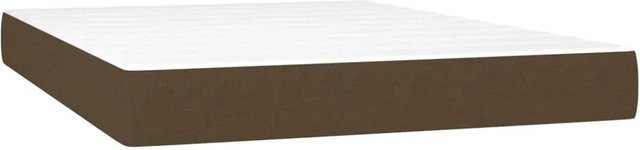 vidaXL Boxspringbett mit Matratze und LED-Beleuchtung in Dunkelbraun, Hybrid-Bett mit USB-Anschluss und Taschenfederkern, B/T/H: 140 x 200 x 144 cm - Bild 1