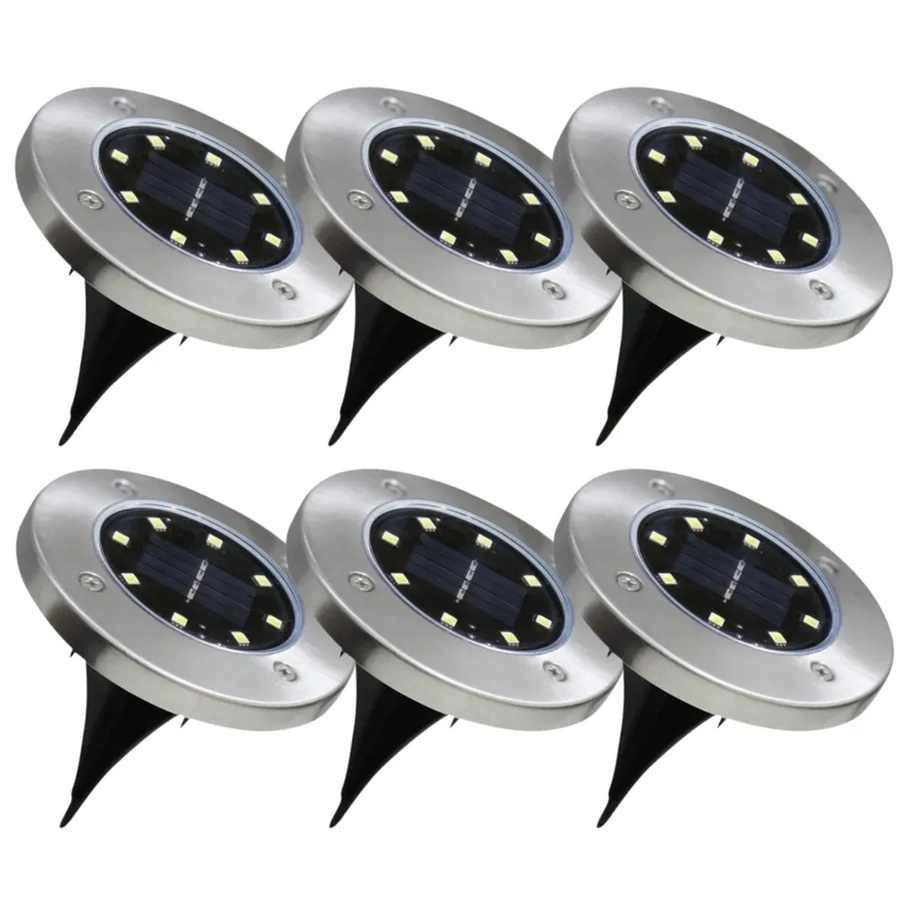 LUXULA 6er-Set Solar Bodenleuchten Edelstahl Silber/Schwarz, LED Außenleuchten für Garten und Terrasse, IP44 Wasserdicht, Neutralweiß 4000 K - Bild 2