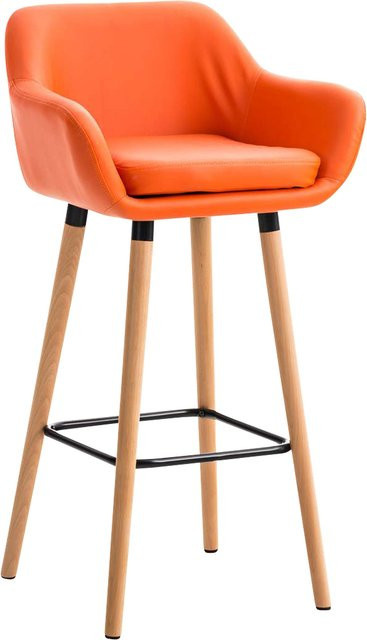 TPFLiving Barhocker Grande mit Holzgestell und Kunstleder in Orange - Bild 1