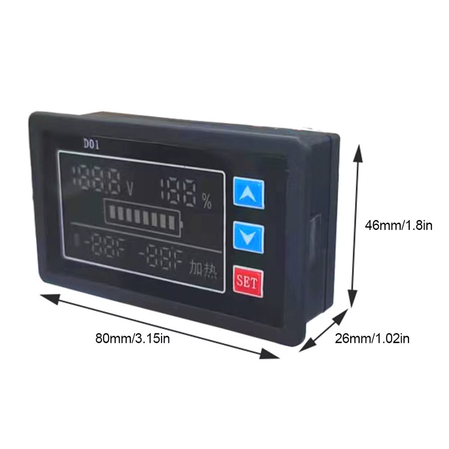 Voktta Digitaler Marine Batterie Kapazität Monitor mit LCD Display und Temperaturanzeige, DC 9V-100V, Schwarz - Bild 3