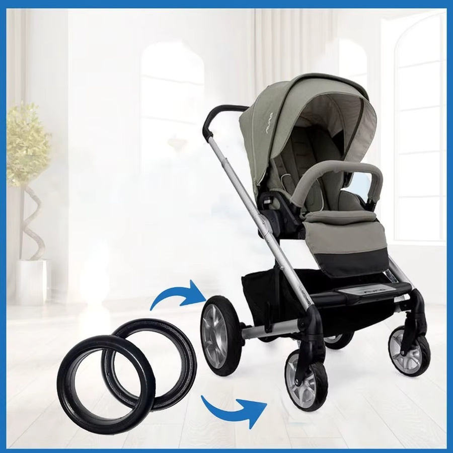 Ersatzreifen aus Gummi für Kinderwagen mit leisem Lager in Schwarz - Bild 3