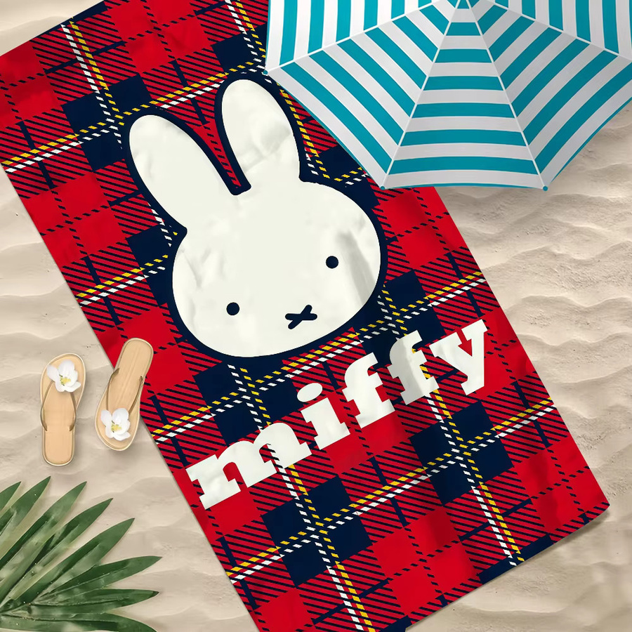 Miffy Kawaii Hasen-Handtuch, schnelltrocknendes und saugfähiges Strandtuch für Damen und Herren, Multicolour - Bild 2