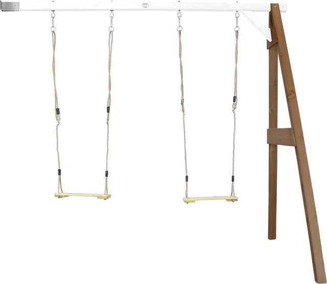AXI Doppel-Anbauschaukel aus Hemlock-Holz in Braun und Weiß, B/T/H: 160 x 244 x 207 cm - Bild 1