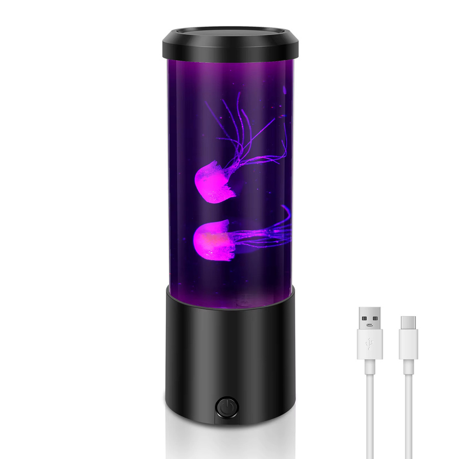 LED Quallen Lava Lampe als dekoratives Mini Aquarium mit USB-Anschluss, Multicolor, Schwarz - Bild 6