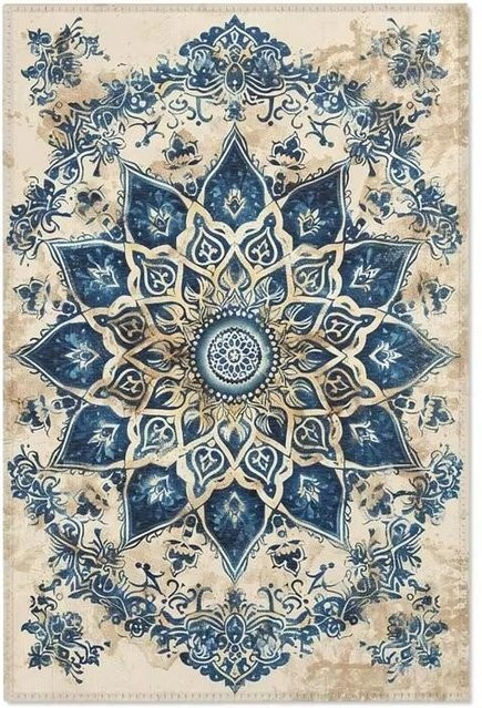 Lodestar Persischer Bereichsteppich Floral Modern Klassisch in Lila und Blau, B/T: 60 x 40 cm - Bild 1