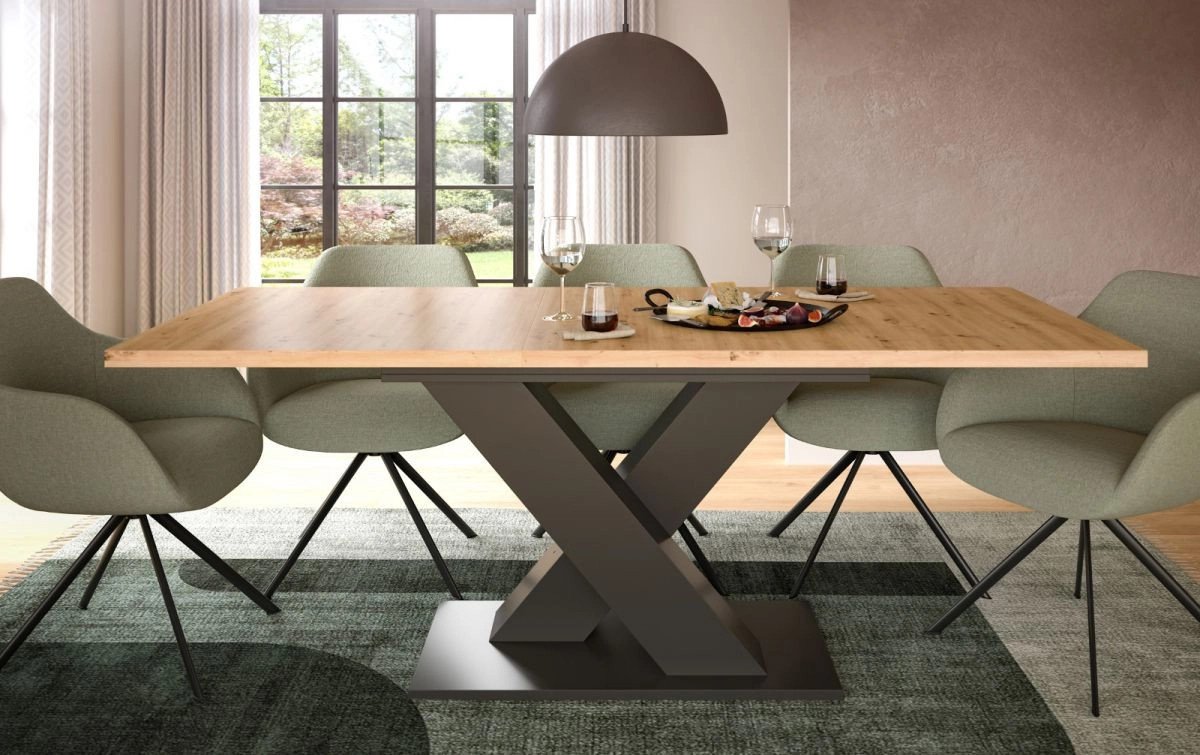 Ausziehbarer Esstisch Inn.Furn in Eiche und Grau, modern und rechteckig - Bild 5