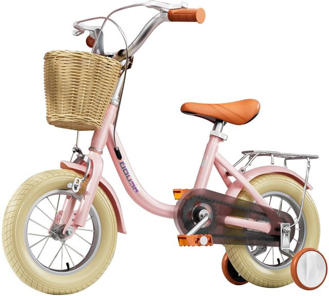 Wosawe Trainingsfahrrad, mit Stützrädern, mit Vorder- und Hinterradbremse, abnehmbarem Korb, rosa - Bild 1