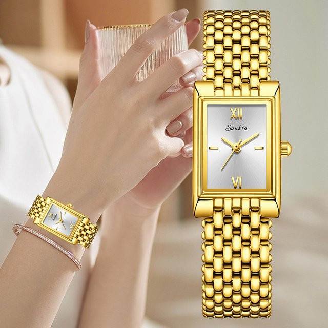 SUNKTA Armbanduhr Quarz, Edelstahl, Gold, Damen - Bild 1