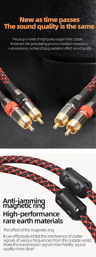 HIFIDIY LIVE Hi-Fi RCA-Audiokabel 2RCA-zu-2RCA aus 4N OFC mit unabhängiger Abschirmung, Schwarz, Multicolour - Bild 3