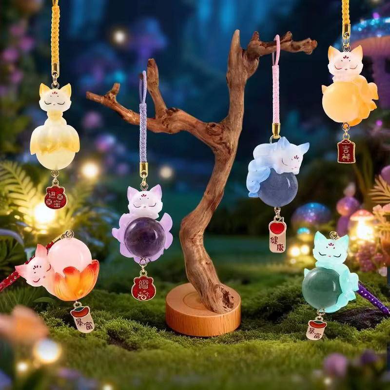 Bandai Neun-Schwänziger-Fuchs-Anhänger, Schlüsselanhänger, Harz und Kristall - Bild 2