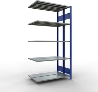 SCHULTE Lagertechnik Stecks.Doppelanbauregal Typ 150 in Blau und Silber mit 2x5 Böden, B/T/H: 200 x 100 x 30 cm - Bild 1
