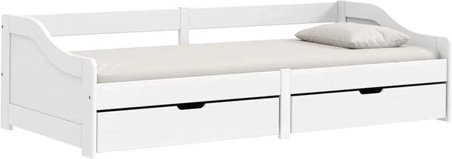 vidaXL Tagesbett IRUN aus Massivholz Kiefer mit 2 Schubladen, Weiß, B/T/H: 90 x 200 cm - Bild 1