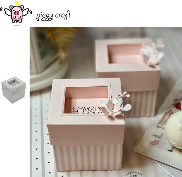 Piggy Craft Metall-Stanzform für quadratische 3D-Boxen in Pink zum Basteln und für Scrapbooking - Bild 1