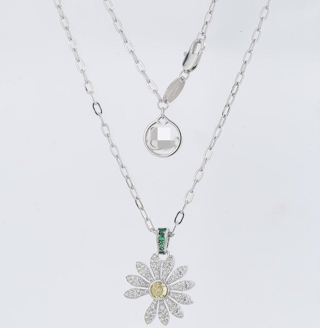 GD Star Style Halskette, Gänseblümchen, Kupfer, Diamant, Zirkonia, Unisex - Bild 1