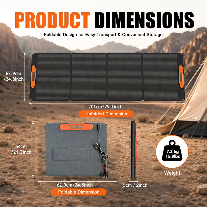CHUBAN 200 W faltbares tragbares Solarpanel in Schwarz, wasserdicht nach IP68, hocheffizientes Solarladegerät für Camping und Outdoor - Bild 4