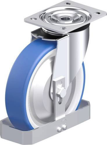 Blickle L-POTHS 200G-FA-FS Stahlblech-Lenkrolle in Blau mit 200 mm Rad-Durchmesser und 400 kg Tragfähigkeit - Bild 1