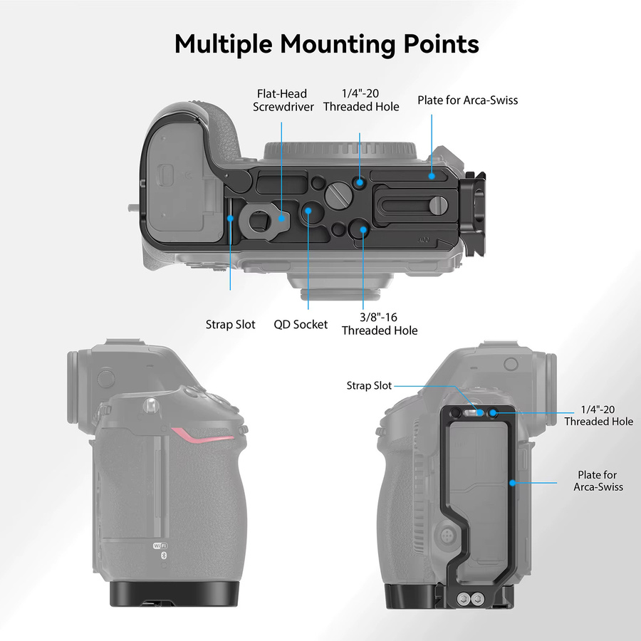 SmallRig L-förmige Montageplatte für Nikon Z 8 mit Arca-Swiss Schnellwechselplatte, Schwarz - Bild 5
