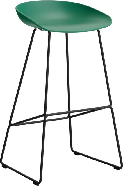HAY About A Stool AAS 38 Hocker in Grün mit Stahlgestell und Polypropylen-Sitzschale im industriellen Design - Bild 1