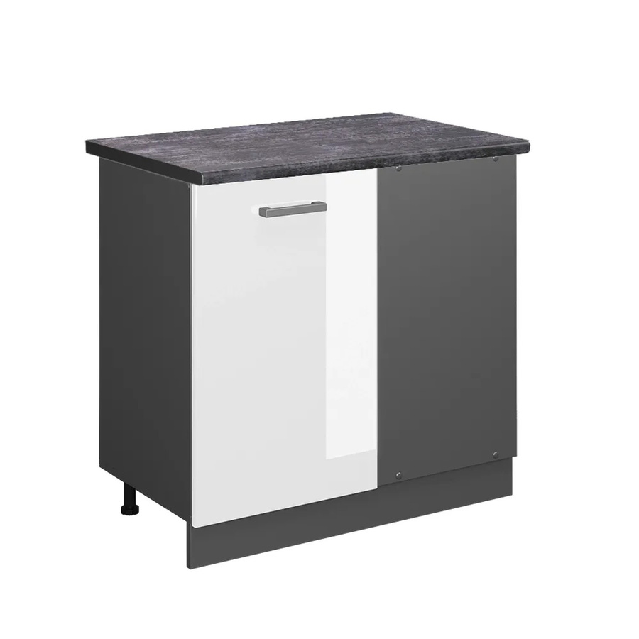 Vicco R-Line Eckunterschrank für die Küche in Weiß Hochglanz und Anthrazit, H: 81,6 cm, B: 86 cm, T: 60 cm - Bild 2
