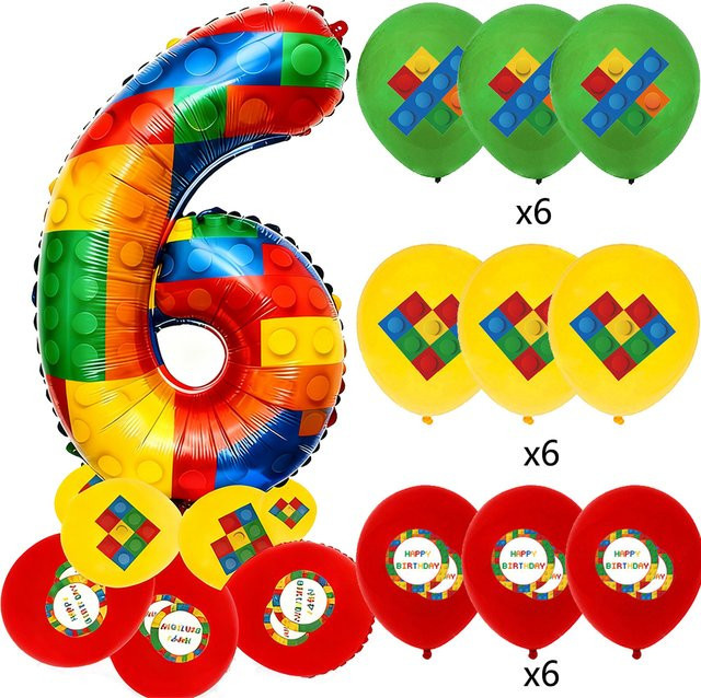 TAKARA TOMY Baustein Geburtstagsdekoration Ballon Set, 20 Stück - Bild 1