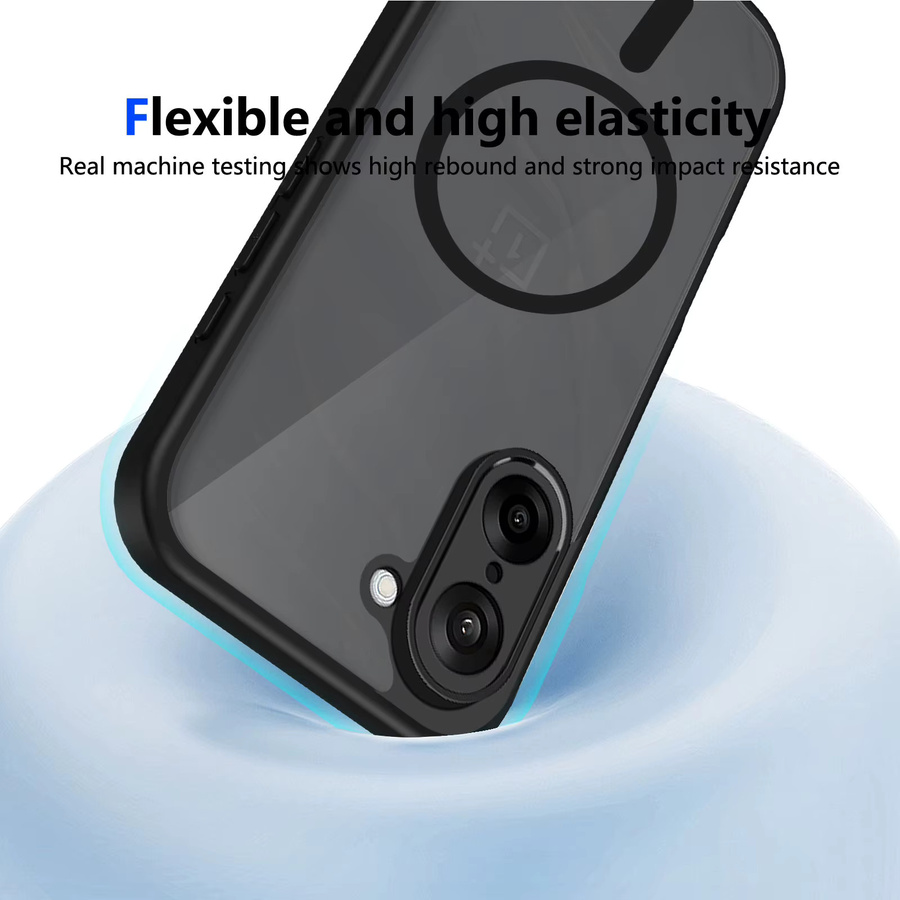 Magnetische Matte Schutzhülle für OnePlus Nord 5 und OnePlus Ace5 Ultra in Schwarz Transparent mit Anti-Drop Funktion - Bild 4