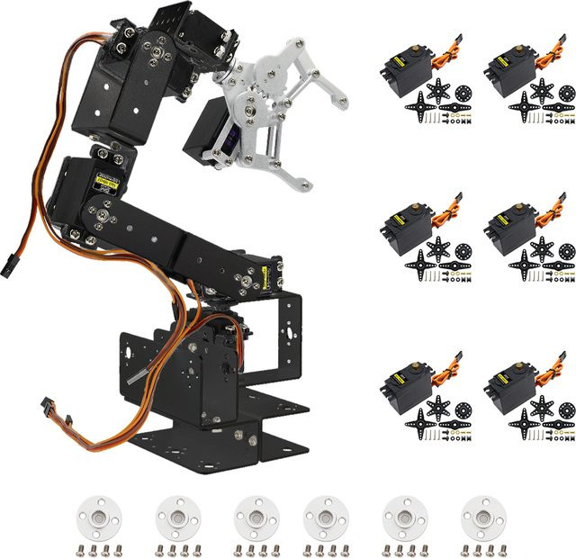 Aideepen 6-DOF Roboterarm-Kit, Multi-Freedom-Roboter-Greifmaschine, Kunststoff, Schwarz - Bild 1