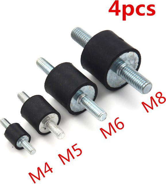 4er-Set Anti-Vibrations-Silentblock Gummi-Halterungen zur Schockdämpfung in Schwarz für Auto und Boot mit M4 M5 M6 M8 Gewinde - Bild 1