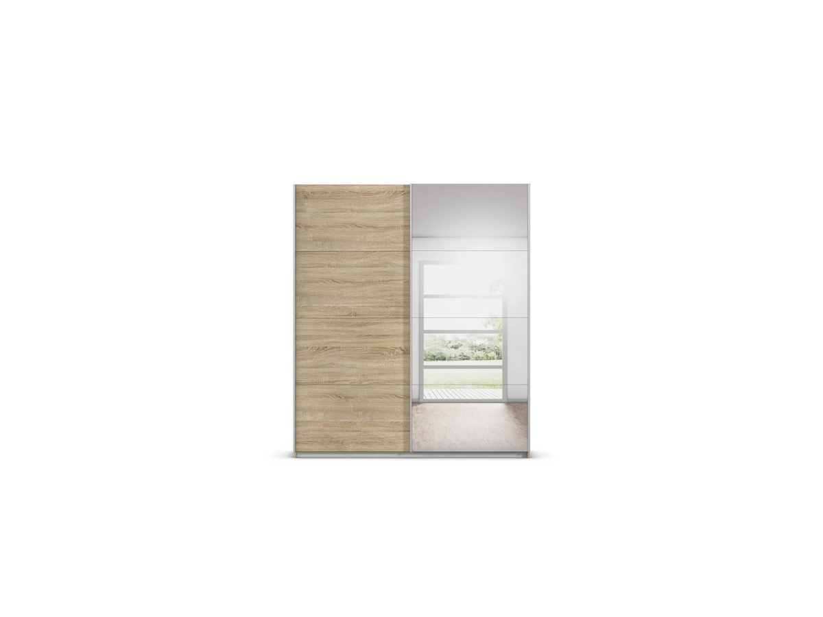 RAUCH Quadra Schwebetürenschrank in Braun mit Spiegelelementen und integrierten Schubladen, B/T/H: 181 x 62 x 210 cm - Bild 3