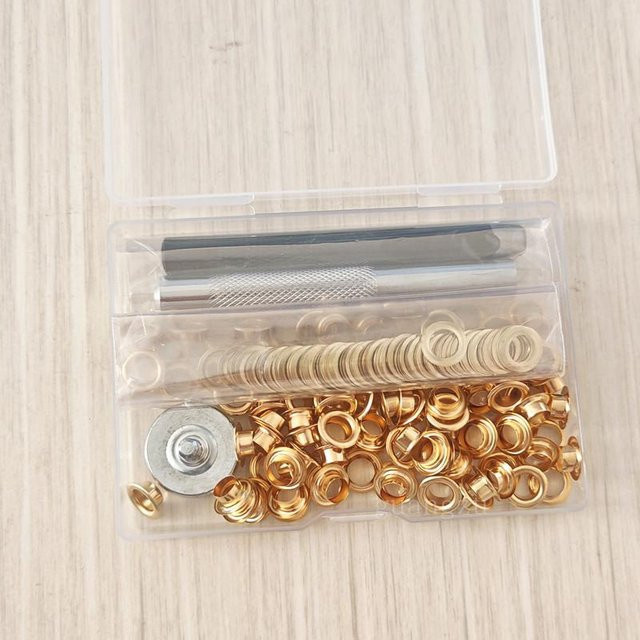 CreativeCorner Ösen-Kit mit Installationswerkzeugen in Silber und Gold mit den Größen 6 mm, 8 mm und 10 mm - Bild 1
