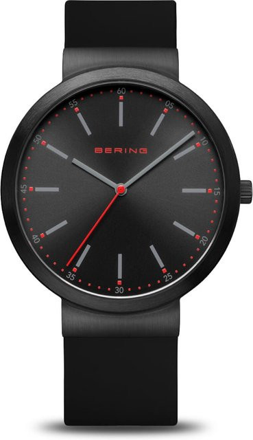 Bering Damenuhr, Quarz, Edelstahl, 41 mm, Schwarz, Silikon - Bild 1