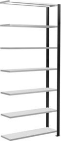 Schulte Anbauregal Büro-Steckregal MULTIplus85 mit 7 Fachböden und Kreuzstrebe, Farbe Schwarz/RAL 7035 Lichtgrau, H x B x T: 230 x 100 x 30 cm - Bild 1