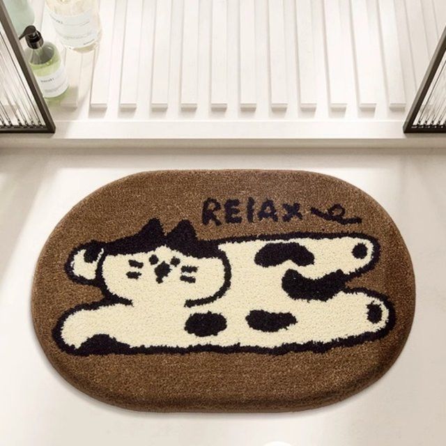 VIKAMA Teppich mit Cartoon Katze Motiv, rutschfest und saugfähig für Badezimmer, Schlafzimmer oder Wohnzimmer - Bild 1