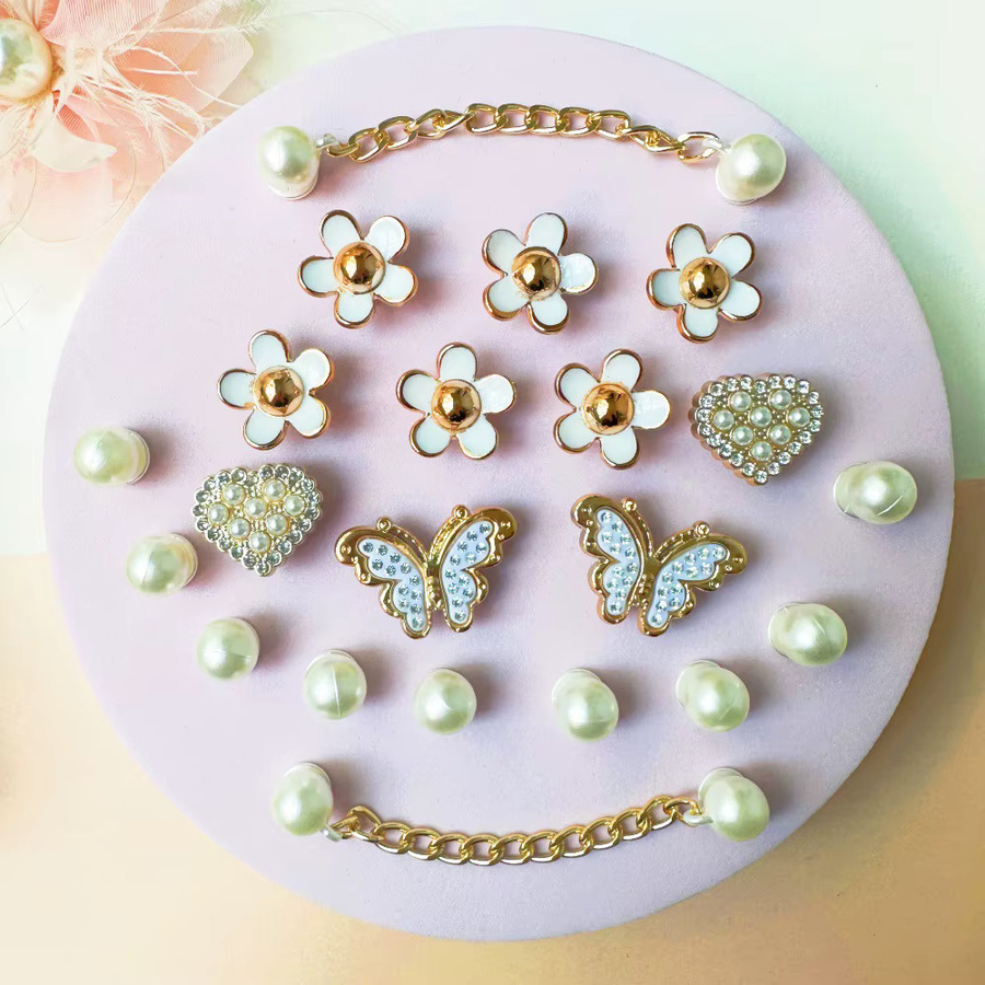 Lanxi League Schuh Charms Set, Schmetterling, Perle, Blume, Diamant - Bild 4
