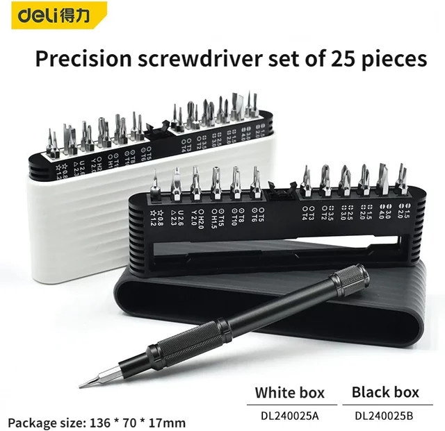Deli 25-in-1 Präzisions-Schraubendreher-Set mit magnetischen Mini-Bits für Elektronik, Smartphone und Computer - Bild 1