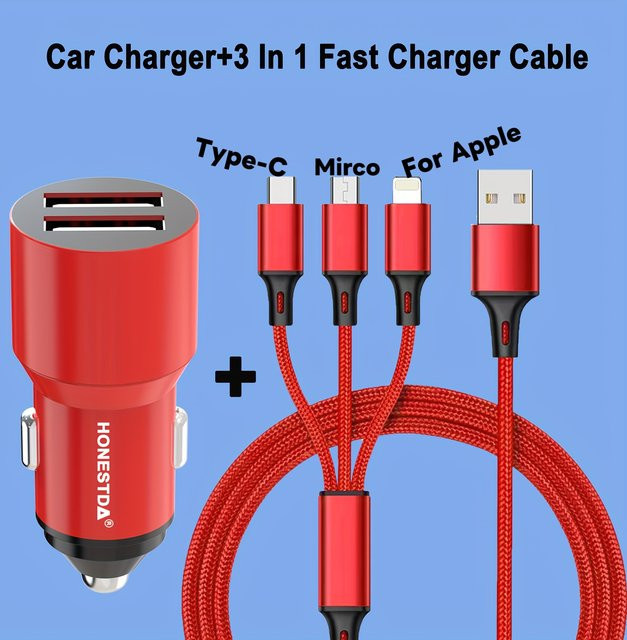 3 in 1 USB Schnellladekabel Typ C Multi-Ladekabel für iPhone, Huawei, Samsung und Xiaomi, Länge: 120 cm - Bild 1