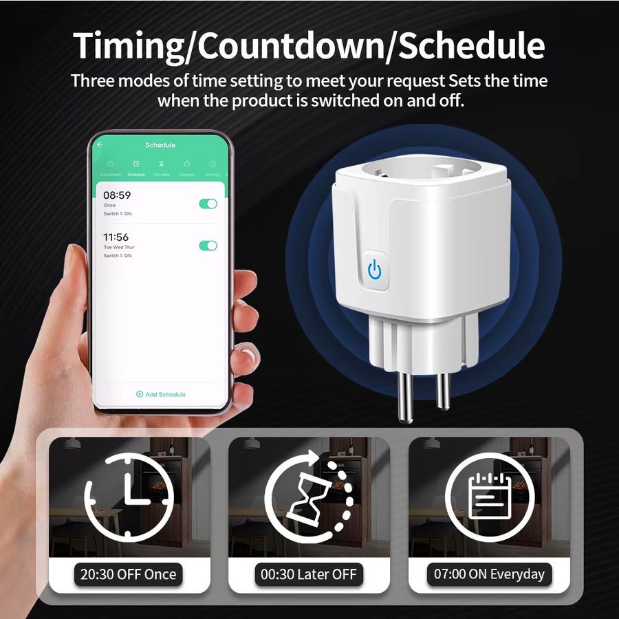 TNCE Smart Socket WiFi oder Zigbee3.0 mit Power Monitor und Timer-Funktion, weiß - Bild 3