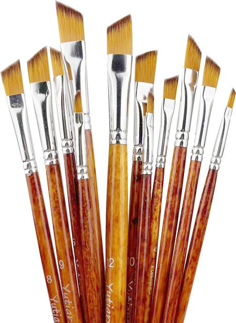 Yutiars Eckiges Pinsel-Set mit Nylonhaar und abgewinkeltem Design für Aquarell, Acryl, Gouache, Tinte, Öl und Tempera - Bild 1